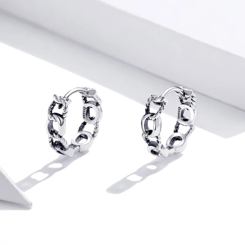 (image pour) Créoles Style PANDORA Chaîne simple - SCE960 - Afficher 3