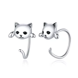 (image pour) Créoles Style PANDORA Chat mignon - SCE965
