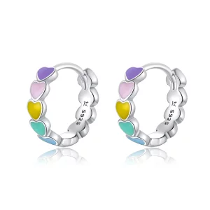 (image pour) Créoles Style PANDORA Coeurs arc-en-ciel - SCE909