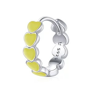 (image pour) Créoles Style PANDORA Cœurs - SCE1052-YE