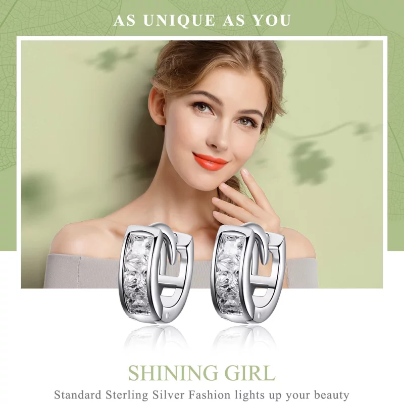 (image pour) Créoles Style PANDORA Fille brillante - SCE515 - Afficher 2