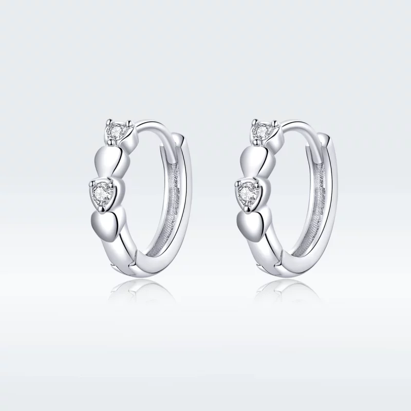 (image pour) Créoles Style PANDORA Forme de coeur - SCE777