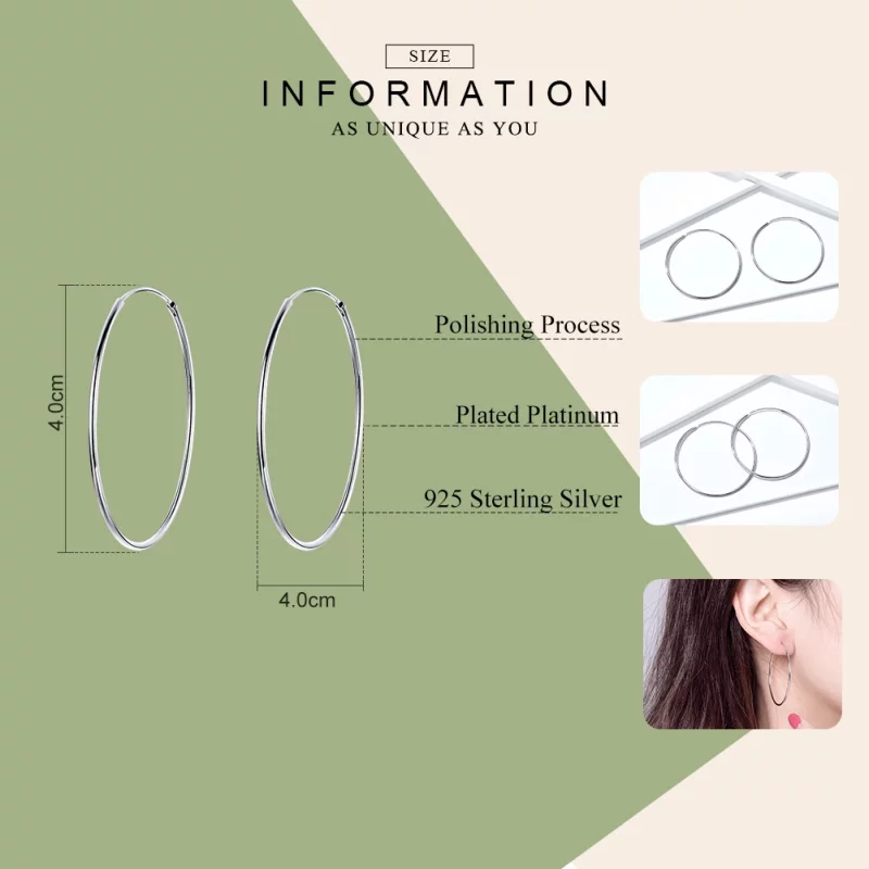 (image pour) Créoles Style PANDORA Grande Boucle D'Oreille - SCE598 - Afficher 3
