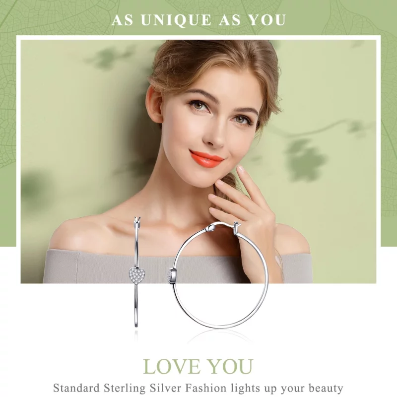 (image pour) Créoles Style PANDORA Je t'aime - SCE518 - Afficher 2
