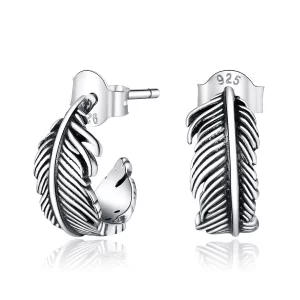 (image pour) Créoles Style PANDORA La plume - SCE923