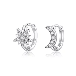 (image pour) Créoles Style PANDORA Lune et étoile - BSE289