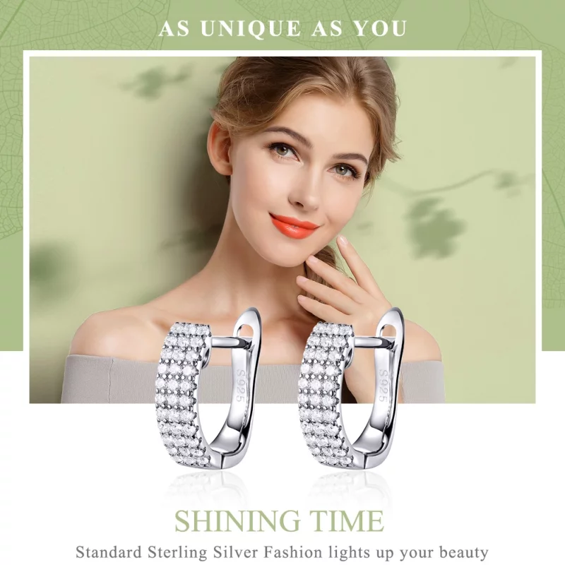 (image pour) Créoles Style PANDORA Temps brillant - SCE560 - Afficher 3