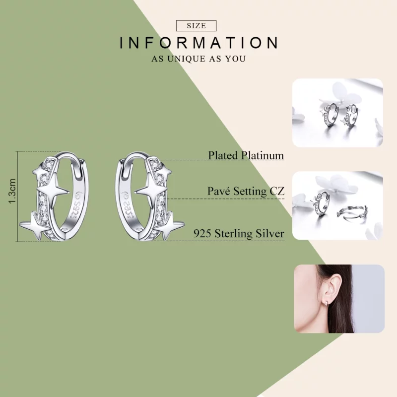(image pour) Créoles Style PANDORA Une étoile de souhait - BSE076 - Afficher 7