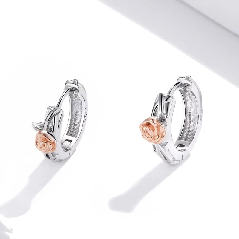 (image pour) Créoles Style PANDORA Vigne rose Bicolore - SCE971 - Afficher 2
