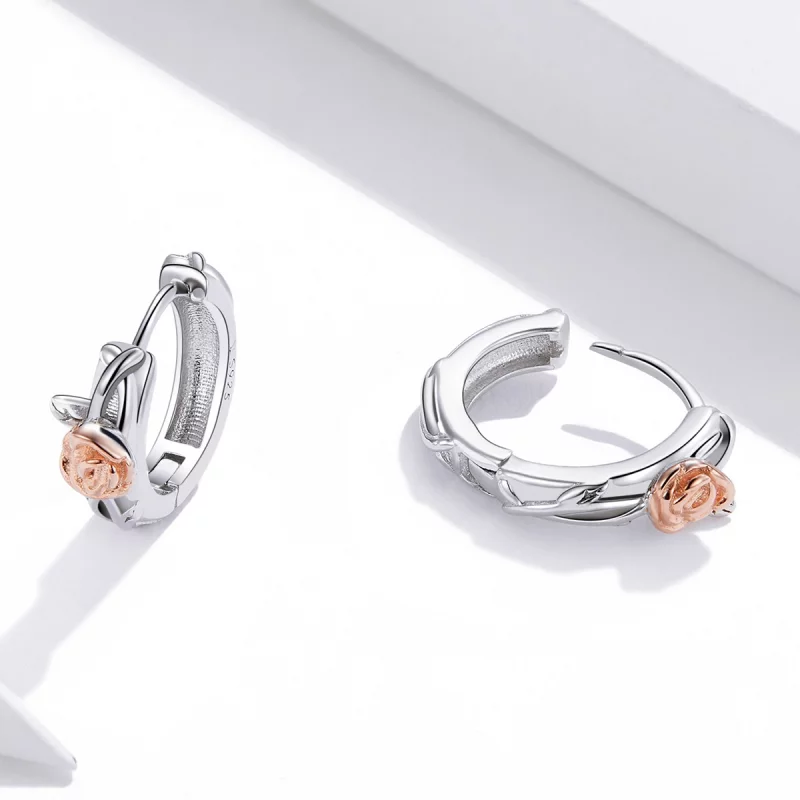 (image pour) Créoles Style PANDORA Vigne rose Bicolore - SCE971 - Afficher 4