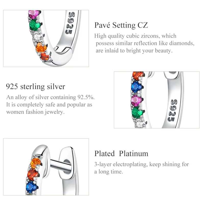 (image pour) Créoles Style PANDORA Zircon coloré - SCE721 - Afficher 3