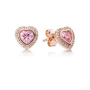 (image pour) PANDORA - Amour brillant, Rose, cz rose poudré et incolore - 280568PCZ - Boucles d’oreilles