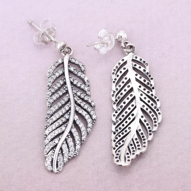 (image pour) PANDORA - Boucles d'Oreilles Plumes Scintillantes - 290584CZ - Afficher 2