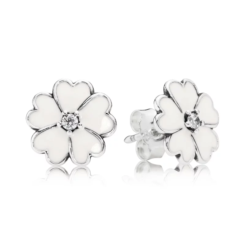 (image pour) PANDORA - Boucles d'Oreilles Primevère Blanche - 290569EN12