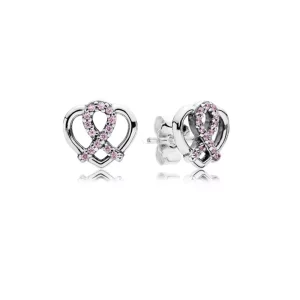(image pour) PANDORA - Clous d'Oreilles Coeurs de ruban - PT0044-1