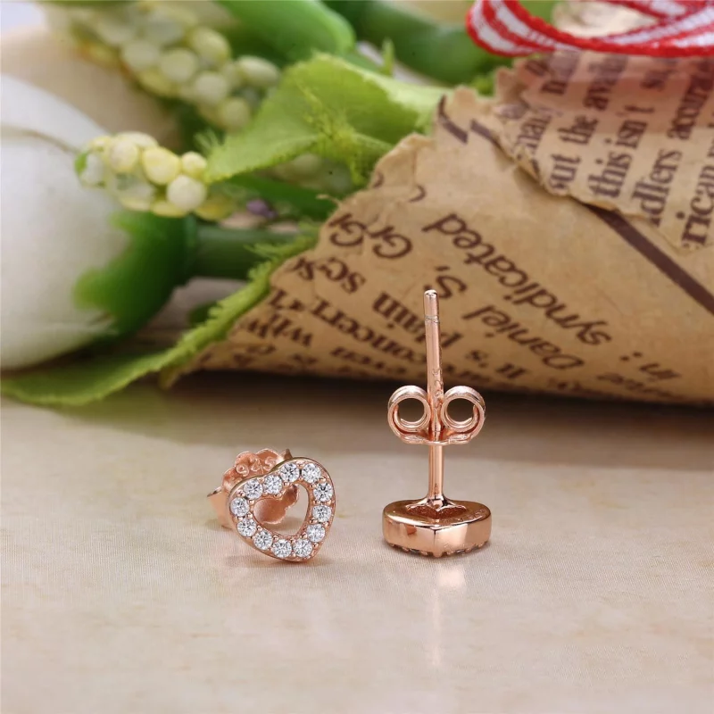 (image pour) PANDORA - Clous d'oreilles Cœurs Volés Rose - 280528CZ - Afficher 3