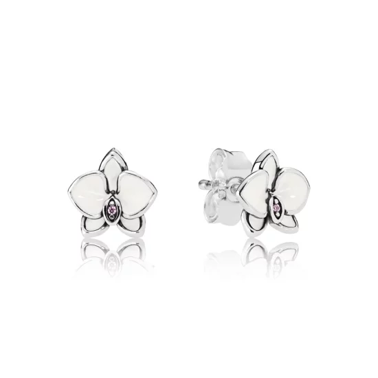 (image pour) PANDORA - Clous d'Oreilles Orchidées Blanches - 290749EN12