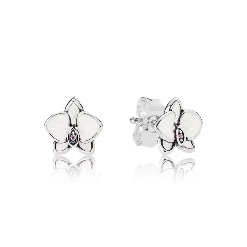 (image pour) PANDORA - Clous d'Oreilles Orchidées Blanches - 290749EN12