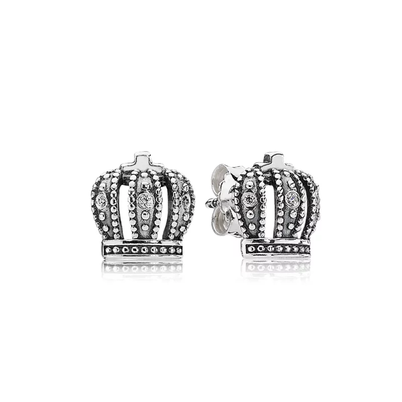 (image pour) PANDORA - Couronne royale, cz incolore - 290539CZ - Boucles d’oreilles