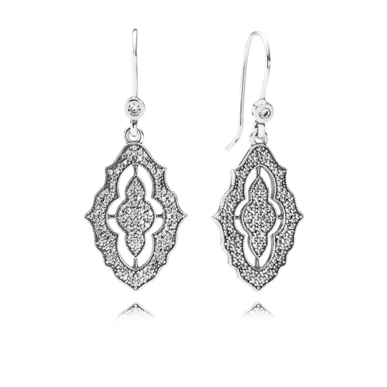 (image pour) PANDORA - Dentelle scintillante, cz incolore - 290563CZ - Boucles d’oreilles
