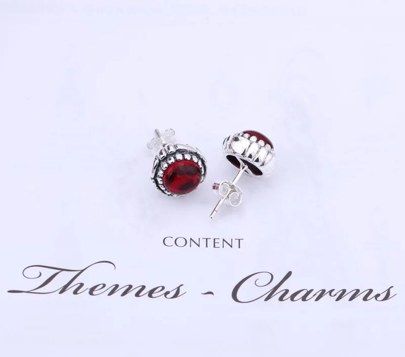 (image pour) PANDORA - Fleurs de fête janvier • grenat - 290543GA - Boucles d’oreilles - Afficher 2