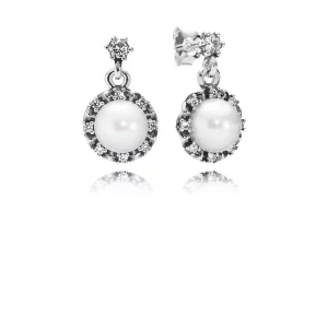 (image pour) PANDORA - Grâce éternelle, perle blanche et cz incolore - 290562P - Boucles d’oreilles