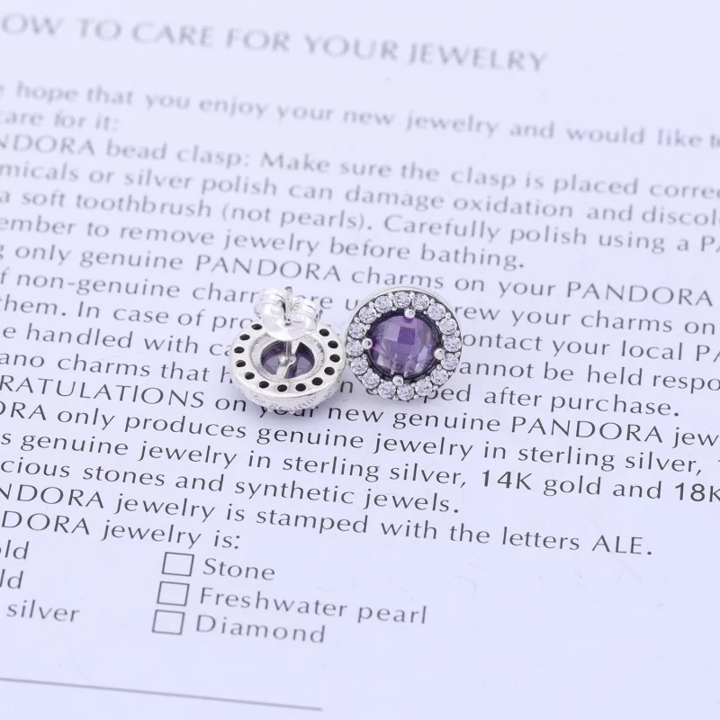 (image pour) PANDORA - Héritage glamour, améthyste et cz incolore - 290548AM - Boucles d’orei - Afficher 2