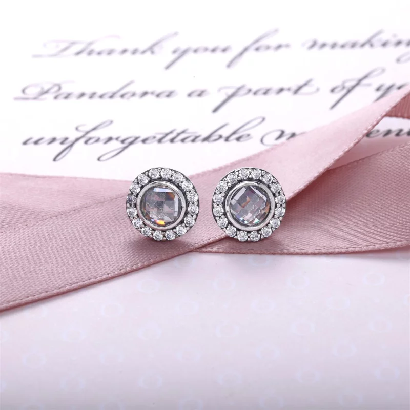 (image pour) PANDORA - Héritage scintillant, cz rose poudré et incolore - 290553PCZ - Boucles - Afficher 4