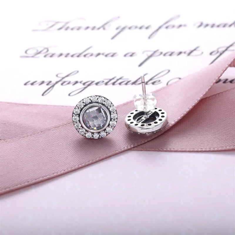 (image pour) PANDORA - Héritage scintillant, cz rose poudré et incolore - 290553PCZ - Boucles - Afficher 5