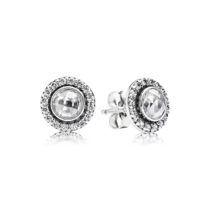 (image pour) PANDORA - Héritage scintillant, cz rose poudré et incolore - 290553PCZ - Boucles d’oreilles
