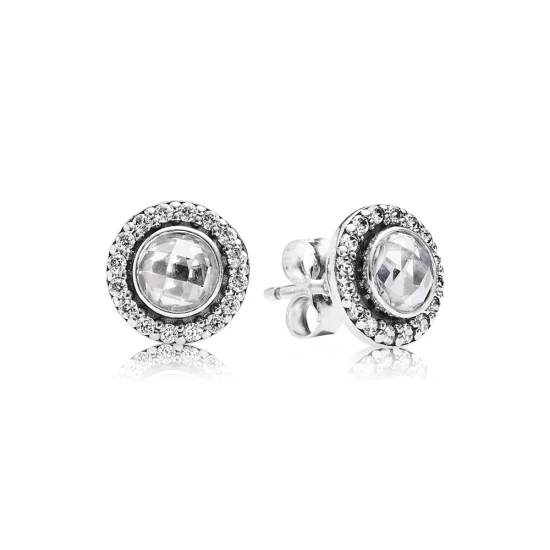 (image pour) PANDORA - Héritage scintillant, cz rose poudré et incolore - 290553PCZ - Boucles d’oreilles