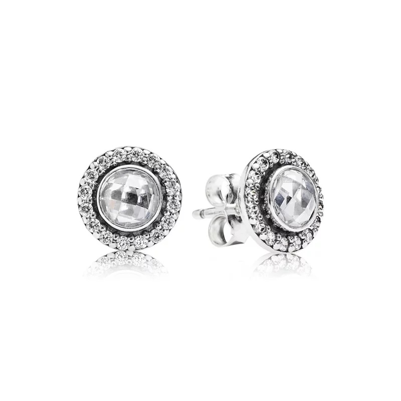 (image pour) PANDORA - Héritage scintillant, cz rose poudré et incolore - 290553PCZ - Boucles d’oreilles