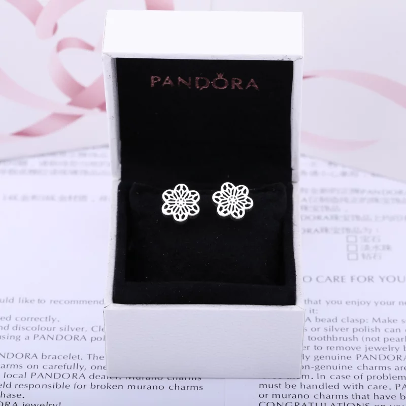 (image pour) PANDORA - Marguerite dentelée - 290692 - Boucles d’oreilles - Afficher 2