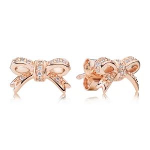 (image pour) PANDORA - Nœud étincelant, Rose, cz incolore - 280555CZ - Boucles d’oreilles