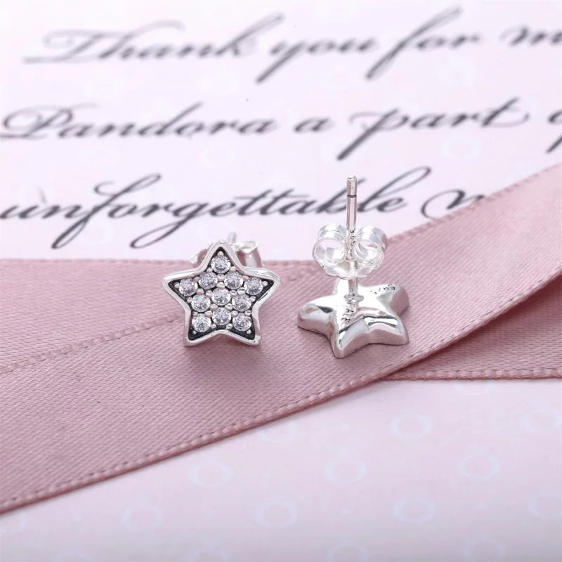 (image pour) PANDORA - Pavé d'étoiles, cz incolore - 290546CZ - Boucles d’oreilles - Afficher 2