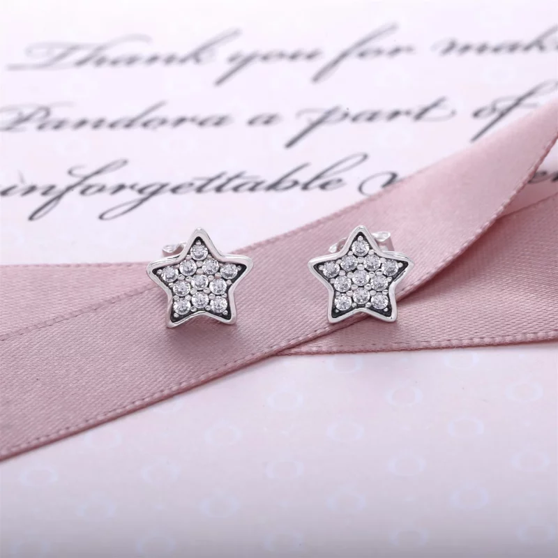 (image pour) PANDORA - Pavé d'étoiles, cz incolore - 290546CZ - Boucles d’oreilles - Afficher 3