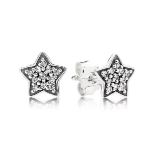(image pour) PANDORA - Pavé d'étoiles, cz incolore - 290546CZ - Boucles d’oreilles