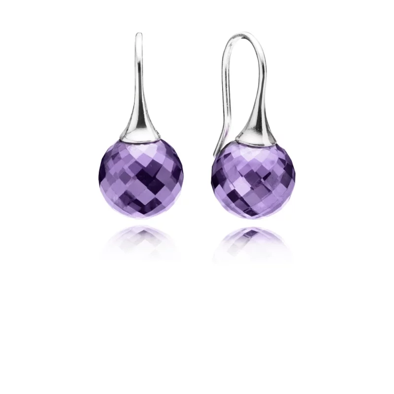 (image pour) PANDORA - Rosée du matin, cz mauve - 290552ACZ - Boucles d’oreilles