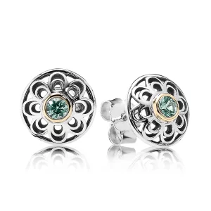 (image pour) PANDORA - Rétro allure, spinelle synthétique vert - 290542SSG - Boucles d’oreilles