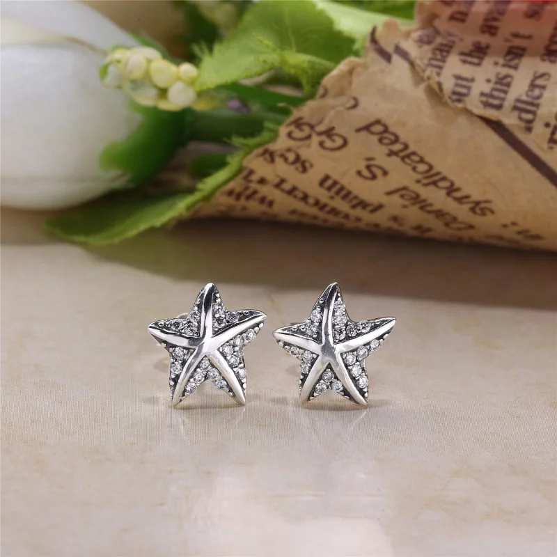 (image pour) PANDORA - Étoile de mer tropicale, cz incolore - 290748CZ - Boucles d’oreilles - Afficher 2