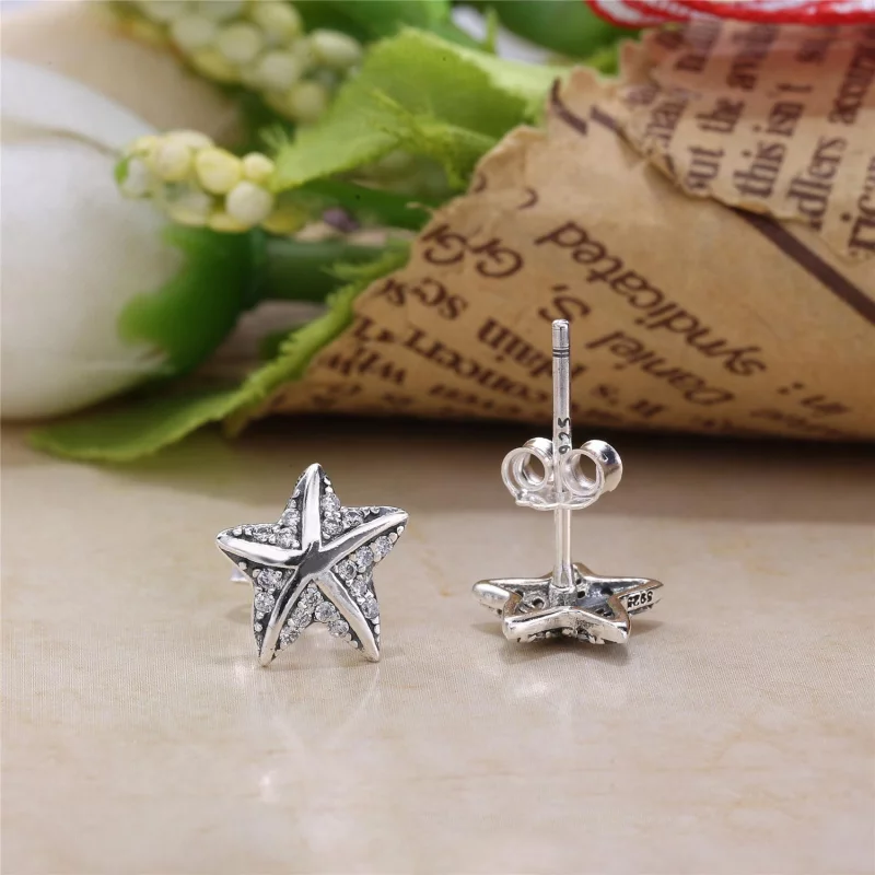 (image pour) PANDORA - Étoile de mer tropicale, cz incolore - 290748CZ - Boucles d’oreilles - Afficher 3