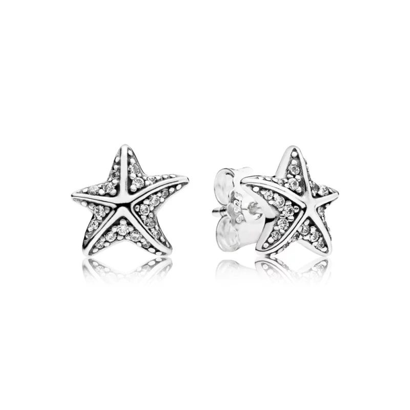 (image pour) PANDORA - Étoile de mer tropicale, cz incolore - 290748CZ - Boucles d’oreilles