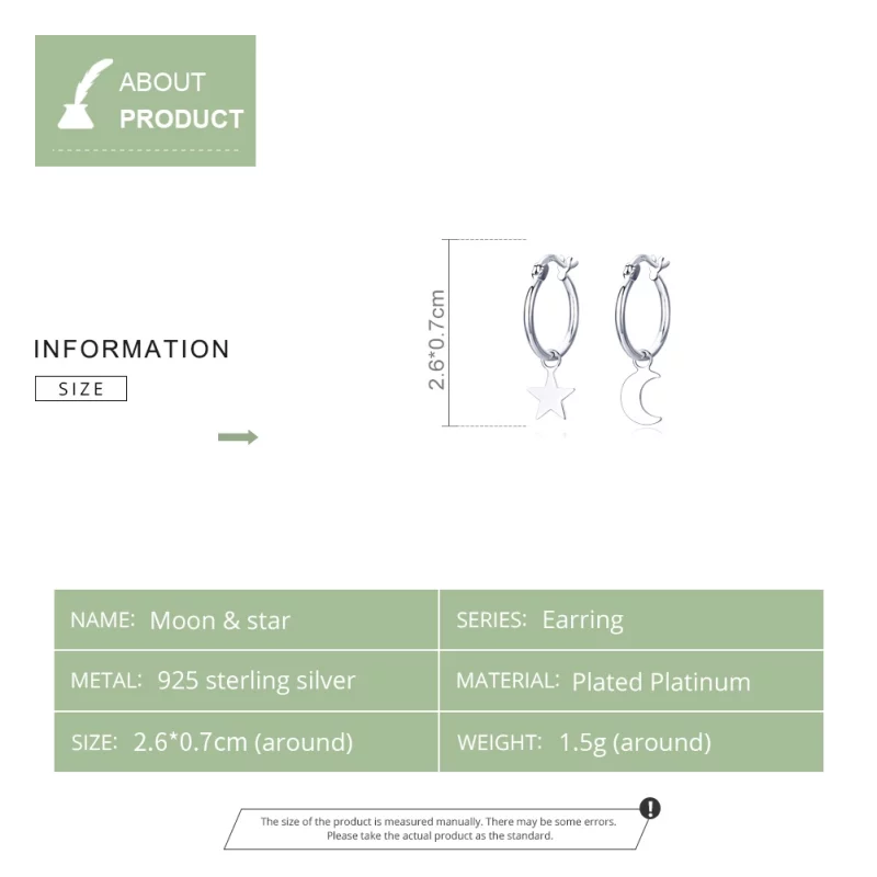 (image pour) Pendants d'Oreilles Style PANDORA Asymétrie étoile et lune - SCE681 - Afficher 8