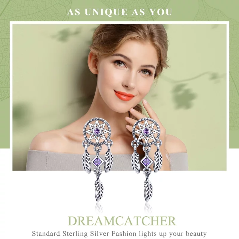 (image pour) Pendants d'Oreilles Style PANDORA Attrapeur de rêves - SCE502 - Afficher 2