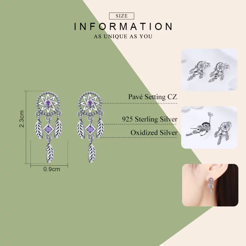 (image pour) Pendants d'Oreilles Style PANDORA Attrapeur de rêves - SCE502 - Afficher 3