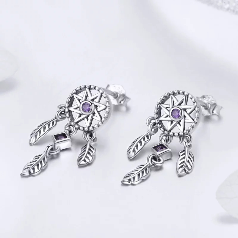 (image pour) Pendants d'Oreilles Style PANDORA Attrapeur de rêves - SCE502 - Afficher 4