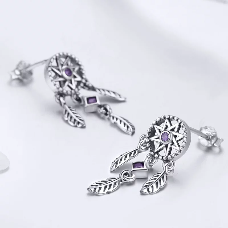 (image pour) Pendants d'Oreilles Style PANDORA Attrapeur de rêves - SCE502 - Afficher 5