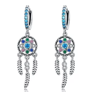 (image pour) Pendants d'Oreilles Style PANDORA Attrapeur de rêves - SCE713