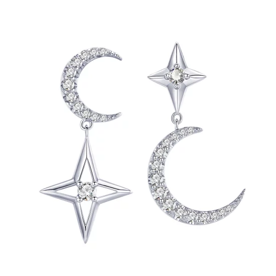(image pour) Pendants d'Oreilles Style PANDORA Ciel étoilé Lune - BSE050