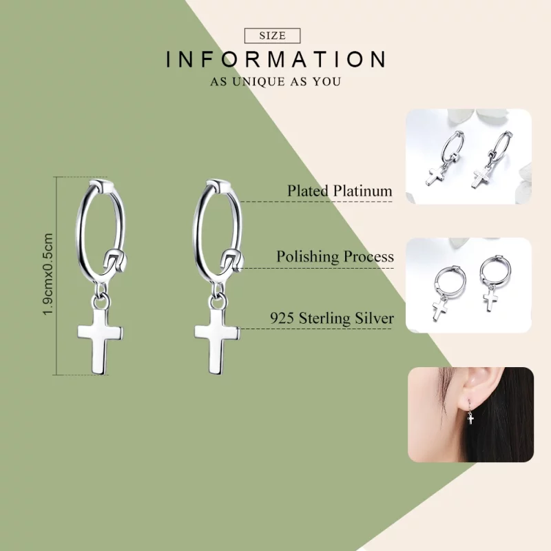 (image pour) Pendants d'Oreilles Style PANDORA Croix - SCE547 - Afficher 2